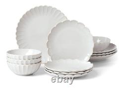 Lenox French Perle Scallop 12-Piece Dinnerware Set White