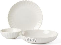 Lenox French Perle Scallop White 12-Piece Dinnerware Set, Service for 4