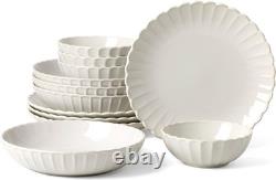 Lenox French Perle Scallop White 12-Piece Dinnerware Set, Service for 4