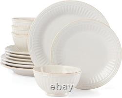 Lenox French Perle White Groove 12-PC Dinnerware set-ITEM MISSING ONE BIG PLATE