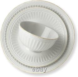 Lenox French Perle White Groove 12-PC Dinnerware set-ITEM MISSING ONE BIG PLATE