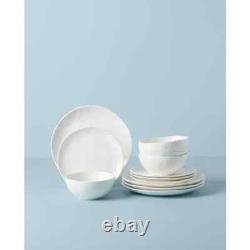 Lenox H1021 Bay Colors White Solid 12 Piece Dinnerware Set Service for 4