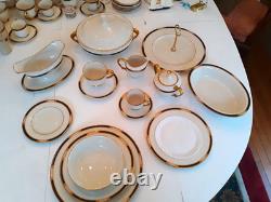 Lenox Hamilton White/Gold Porcelain Dinner Set Plates Bowls Cups Serving for 16