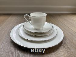 Lenox Hannah Platinum 5-Piece Place Setting Bone China Dinner Set, White