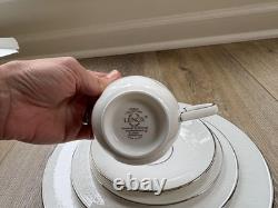 Lenox Hannah Platinum 5-Piece Place Setting Bone China Dinner Set, White