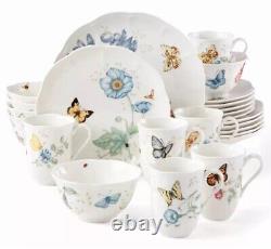 Lenox Porcelain Butterfly Meadow 24 Piece Dinnerware Set 883090 New