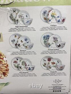 Lenox Porcelain Butterfly Meadow 24 Piece Dinnerware Set 883090 New