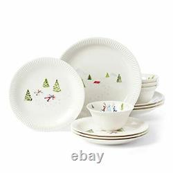 Lenox Profile Snow Day 12-Piece Dinnerware Set 15.30 White