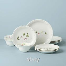 Lenox Profile Snow Day 12-Piece Dinnerware Set 15.30 White