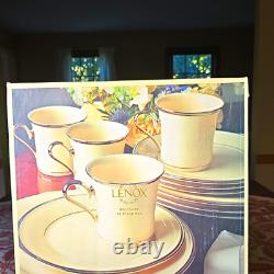 Lenox Solitaire 12-Piece China Dinner Set White/Gold Rim Solid Round NEW SEALED