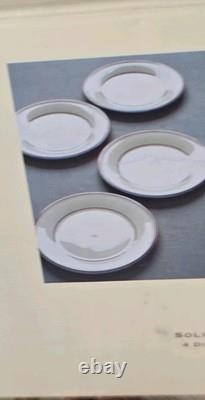 Lenox Solitaire 12-Piece China Dinner Set White/Gold Rim Solid Round NEW SEALED