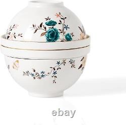 Lenox Sprig & Vine Luna Nesting Dinnerware Bowl Plate Set Glossy Porcelain White