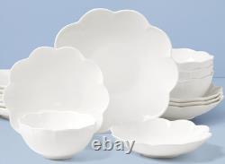 Lenox Studio 1414 Scalloped 16-pc White Bone China Dinnerware Set Service for 4