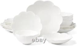 Lenox Studio 1414 Scalloped 16-pc White Bone China Dinnerware Set Service for 4