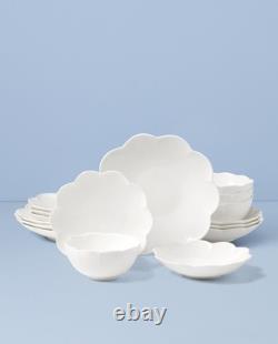 Lenox Studio 1414 Scalloped 16-pc White Bone China Dinnerware Set Service for 4