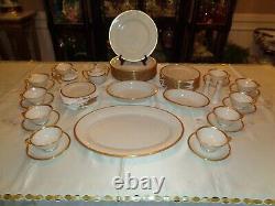 Lenox Tuxedo Gold China 59 Piece Total Place Settings Plus Serving Pieces