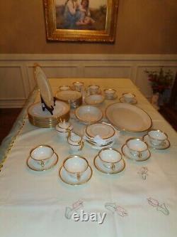 Lenox Tuxedo Gold China 59 Piece Total Place Settings Plus Serving Pieces