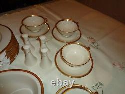 Lenox Tuxedo Gold China 59 Piece Total Place Settings Plus Serving Pieces