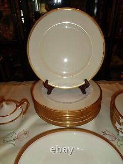 Lenox Tuxedo Gold China 59 Piece Total Place Settings Plus Serving Pieces