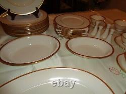 Lenox Tuxedo Gold China 59 Piece Total Place Settings Plus Serving Pieces