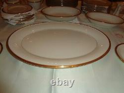 Lenox Tuxedo Gold China 59 Piece Total Place Settings Plus Serving Pieces