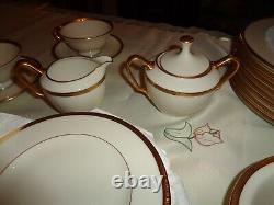 Lenox Tuxedo Gold China 59 Piece Total Place Settings Plus Serving Pieces