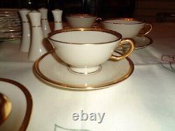 Lenox Tuxedo Gold China 59 Piece Total Place Settings Plus Serving Pieces