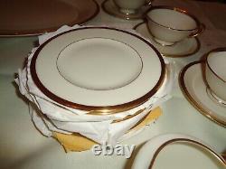 Lenox Tuxedo Gold China 59 Piece Total Place Settings Plus Serving Pieces