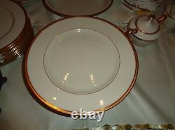 Lenox Tuxedo Gold China 59 Piece Total Place Settings Plus Serving Pieces