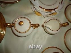 Lenox Tuxedo Gold China 59 Piece Total Place Settings Plus Serving Pieces