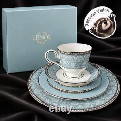 Lenox Westmore 5-pc Place Setting White Blue Bone China Platinum 10.75 New Nib