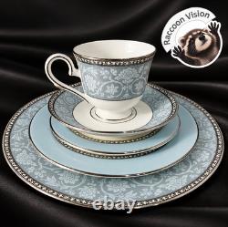 Lenox Westmore 5-pc Place Setting White Blue Bone China Platinum 10.75 New Nib