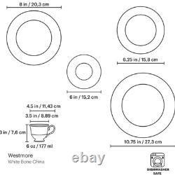 Lenox Westmore 5-pc Place Setting White Blue Bone China Platinum 10.75 New Nib