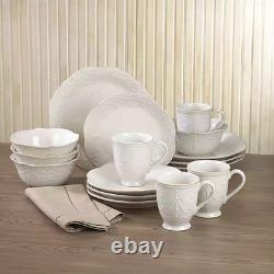 Lenox White French Perle 16-pc. Dinnerware Set No import fees