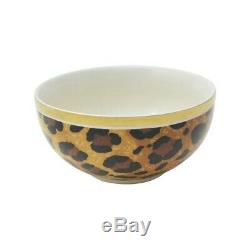 Leopard Porcelain Dinnerware Set Dinner Plate Dish Cheetah Kitchen Brown White