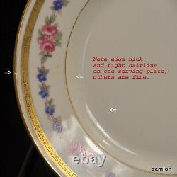 Limoges Bernardaud B&Co Cake Plate with6 Dessert Plates Pink Rose Gold 1914-1930's