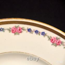 Limoges Bernardaud B&Co Cake Plate with6 Dessert Plates Pink Rose Gold 1914-1930's