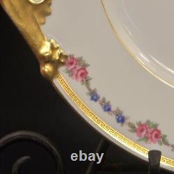 Limoges Bernardaud B&Co Cake Plate with6 Dessert Plates Pink Rose Gold 1914-1930's