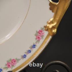 Limoges Bernardaud B&Co Cake Plate with6 Dessert Plates Pink Rose Gold 1914-1930's