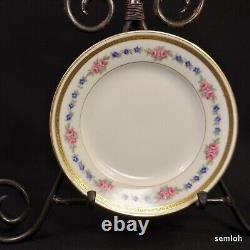 Limoges Bernardaud B&Co Cake Plate with6 Dessert Plates Pink Rose Gold 1914-1930's