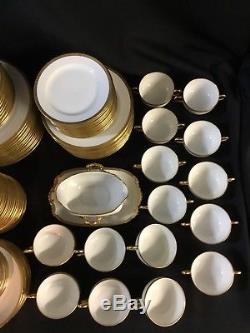 Limoges Vignaud Gold Gilt Dinnerware Set Lot Over 100 Pieces