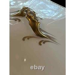 Limoges dinnerware set white and gold for 12, 104 pieces, includes 17 serving pc