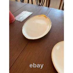 Limoges dinnerware set white and gold for 12, 104 pieces, includes 17 serving pc