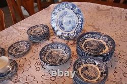 Lochs Of Scotland Royal Warwick 50 Piece Vintage Blue Grouping Dinnerware