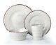 Lorren Home Trends 16 Piece Distressed Weave Dinnerware Set-white