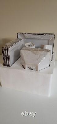 Lorren Home Trends 16 Piece Square Stoneware Dinner Set, Service for 4, White