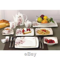 Lorren Home Trends 57-piece Sophie Bone China Dinnerware Set Service for 8 Roses