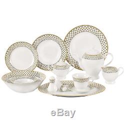 Lorren Home Trends Anabelle 57 Piece Porcelain Dinnerware Set, Service for 8