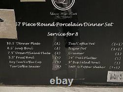 Lorren Home Trends Ballo-57pc Porcelain Dinnerware Set, Service for 8 New
