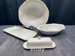 Lot of 5 Pcs Food Network FONTINELLA WHITE Serving Pieces Butter, Bowls +